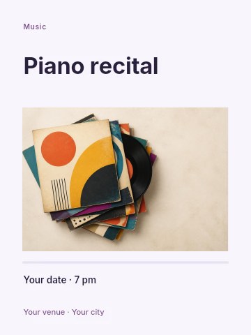 Piano recital invitation template