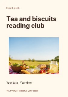 Tea and biscuits reading club flyer template · Modern programme