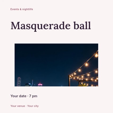 Masquerade ball social media post template