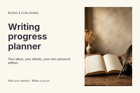 Writing progress planner postcard template