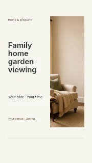 Cozy reading corner with armchair in Family home garden viewing instagram story · Split portrait