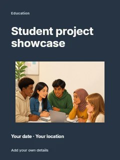 Diverse students group studying together in Student project showcase · Modern programme