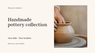 Hands Shaping Clay Pot on Potter’s Wheel in Handmade pottery collection · Horizontal photo dialogue