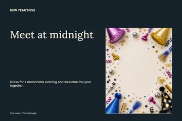 New Year’s Eve midnight ball photo layout postcard template
