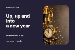 New Year’s Eve balloon countdown photo layout postcard template · Horizontal photo dialogue
