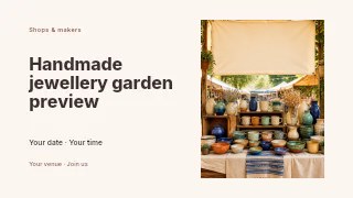 Handmade jewellery garden preview presentation cover template · Horizontal photo dialogue