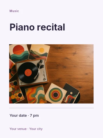 Piano recital poster template