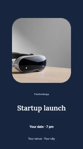 Futuristic Virtual Reality Headset on Desk in Startup launch instagram story template
