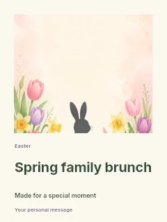 Easter bunny silhouette with spring flowers in Spring family brunch · Gallery editorial