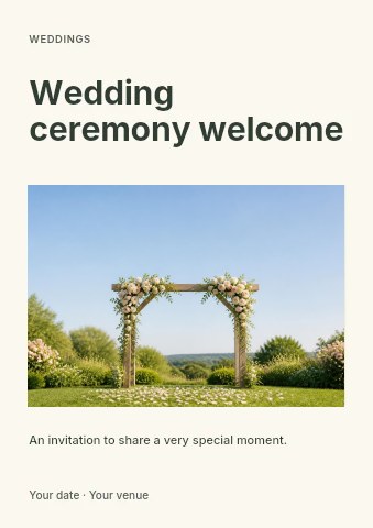 Wedding ceremony welcome flyer template
