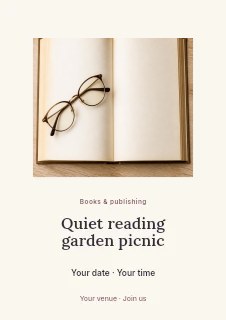 Quiet reading garden picnic flyer template · Picture window