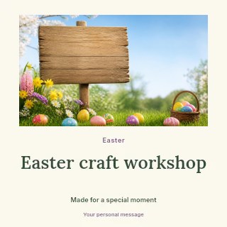 Easter craft workshop social media post template · Quiet photo gallery