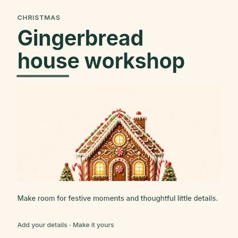 Gingerbread house workshop social media post template