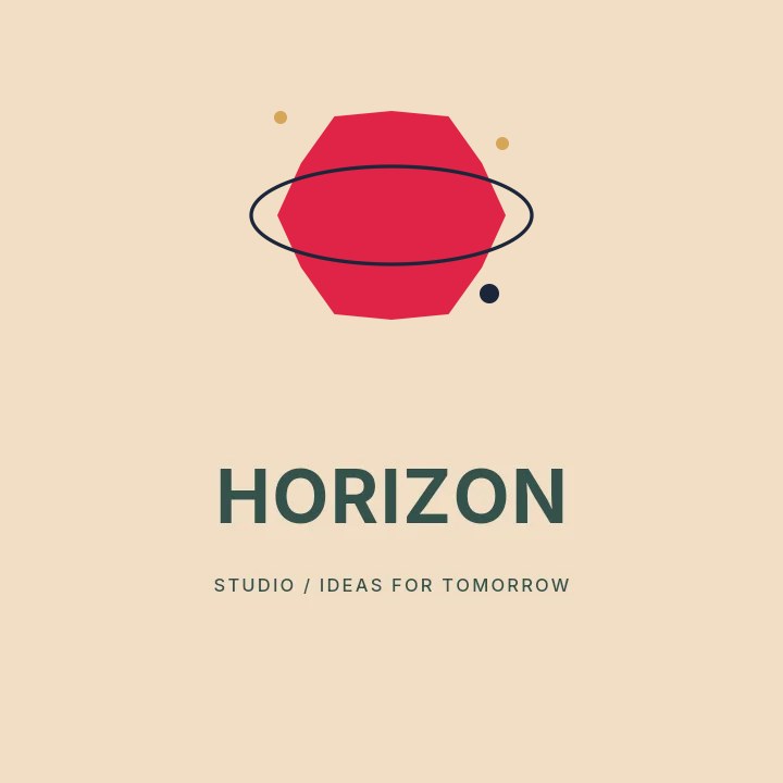 6-point inverted sparkle · orbit composition in Horizon studio · Illustrated logo