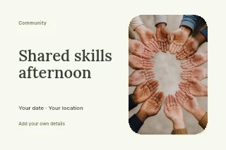 Shared skills afternoon postcard template · Horizontal photo dialogue