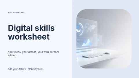 Digital skills worksheet presentation cover template