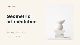 Minimalist white geometric sculpture stack in Geometric art exhibition · Horizontal photo dialogue