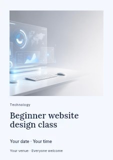 Beginner website design class flyer template · Gallery editorial