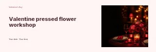 Valentine pressed flower workshop banner template · Horizontal photo dialogue