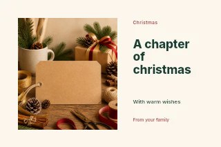 Christmas book club photo layout postcard template · Horizontal photo dialogue