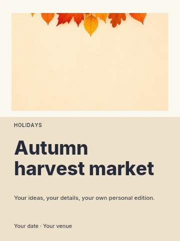 Autumn leaf garland decoration in Autumn harvest market invitation template