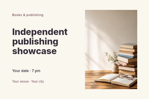 Independent publishing showcase postcard template