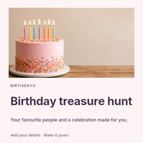 Birthday treasure hunt social media post template