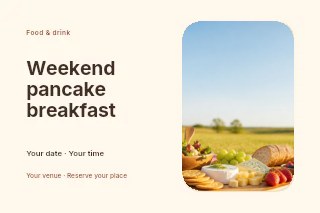 Weekend pancake breakfast postcard template · Horizontal photo dialogue