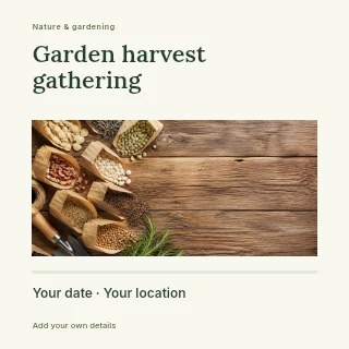 Garden harvest gathering social media post template · Title & photograph