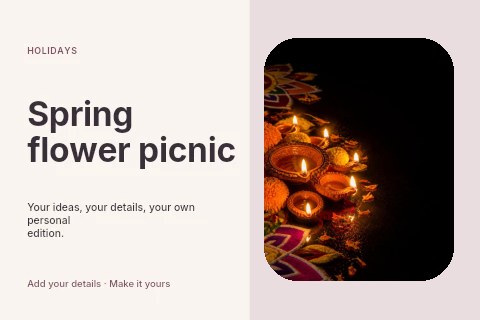 Spring flower picnic postcard template