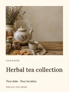 Rustic tea setup with cookies and herbs in Herbal tea collection · Gallery editorial