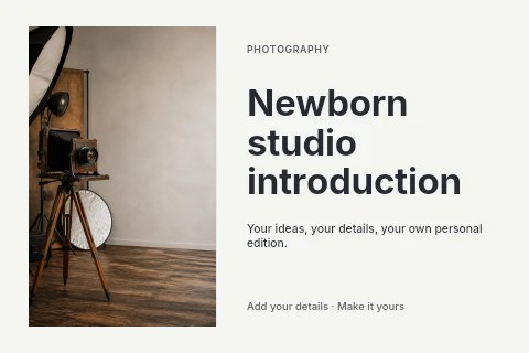 Newborn studio introduction postcard template