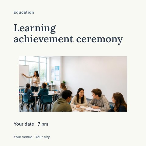 Learning achievement ceremony social media post template