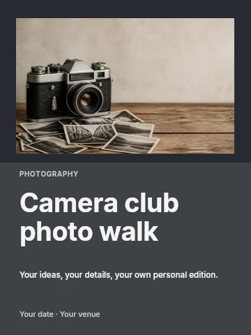 Camera club photo walk poster template