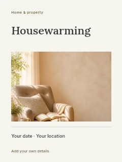 Housewarming invitation template · Title & photograph