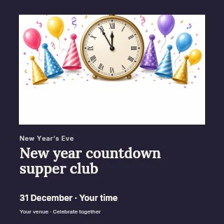 New Year countdown supper club social media post template · Gallery editorial