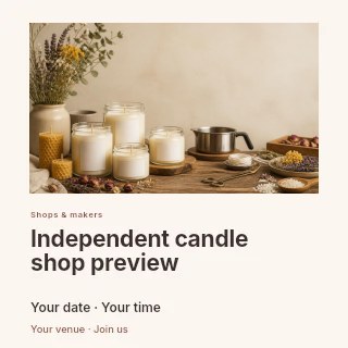 Independent candle shop preview social media post template · Gallery editorial