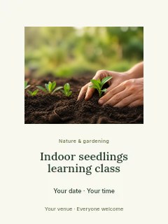 Indoor seedlings learning class poster template · Picture window