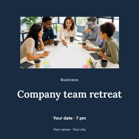 Company team retreat social media post template