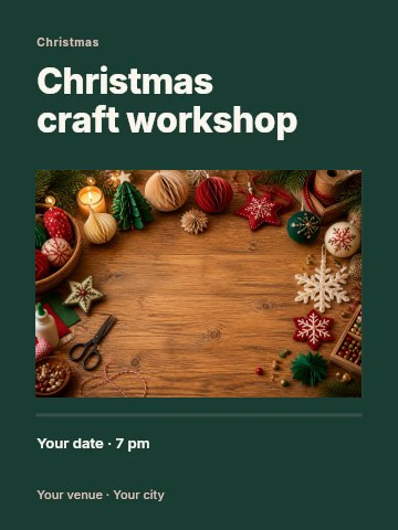 Christmas craft workshop poster template