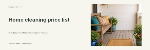Home cleaning price list banner template