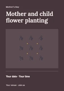 Mother and child embrace · Scattered Pattern in Mother and child flower planting flyer · Title & photograph