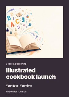 Illustrated cookbook launch flyer template · Gallery editorial