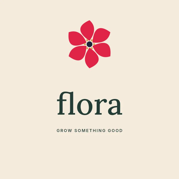 Teardrop flower · 6 petals and stamen centre in Flora · Botanical logo