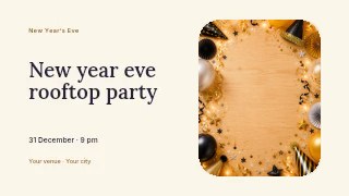 New Year Eve rooftop party youtube thumbnail template · Horizontal photo dialogue