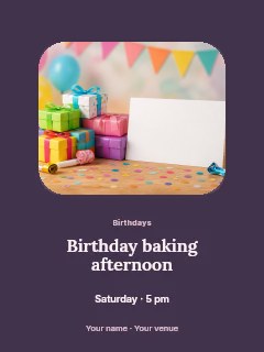 Birthday baking afternoon invitation template · Picture window
