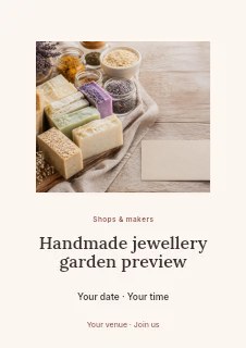Handmade natural soap bars with herbs in Handmade jewellery garden preview flyer · Picture window