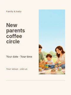 New parents coffee circle poster template · Split portrait