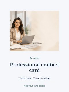 Professional contact card invitation template · Picture window