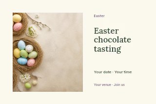 Easter chocolate tasting postcard template · Horizontal photo dialogue